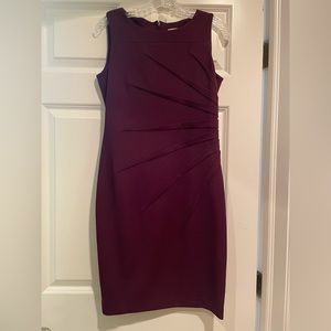 Calvin Klein starburst sleeveless sheath dress size 8P color Aubergine